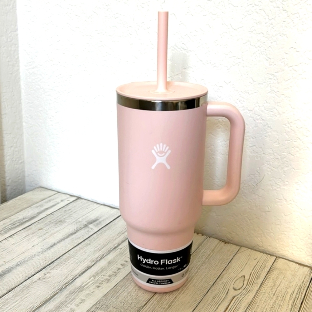 Hydro Flask Blush Pink Mug with Straw